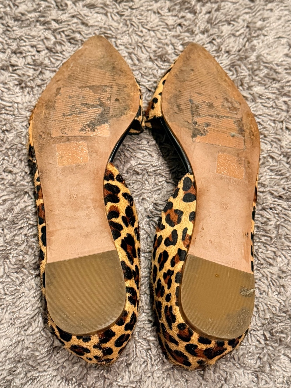 J. Crew Zoe D'Orsay Leopard Print Calf Hair Pointed-Toe Flats - Picture 7 of 7